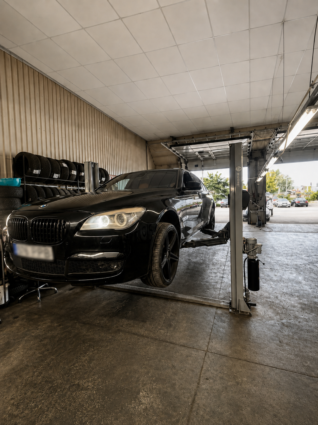 Auto tõstukil Wheelboxi töökojas
